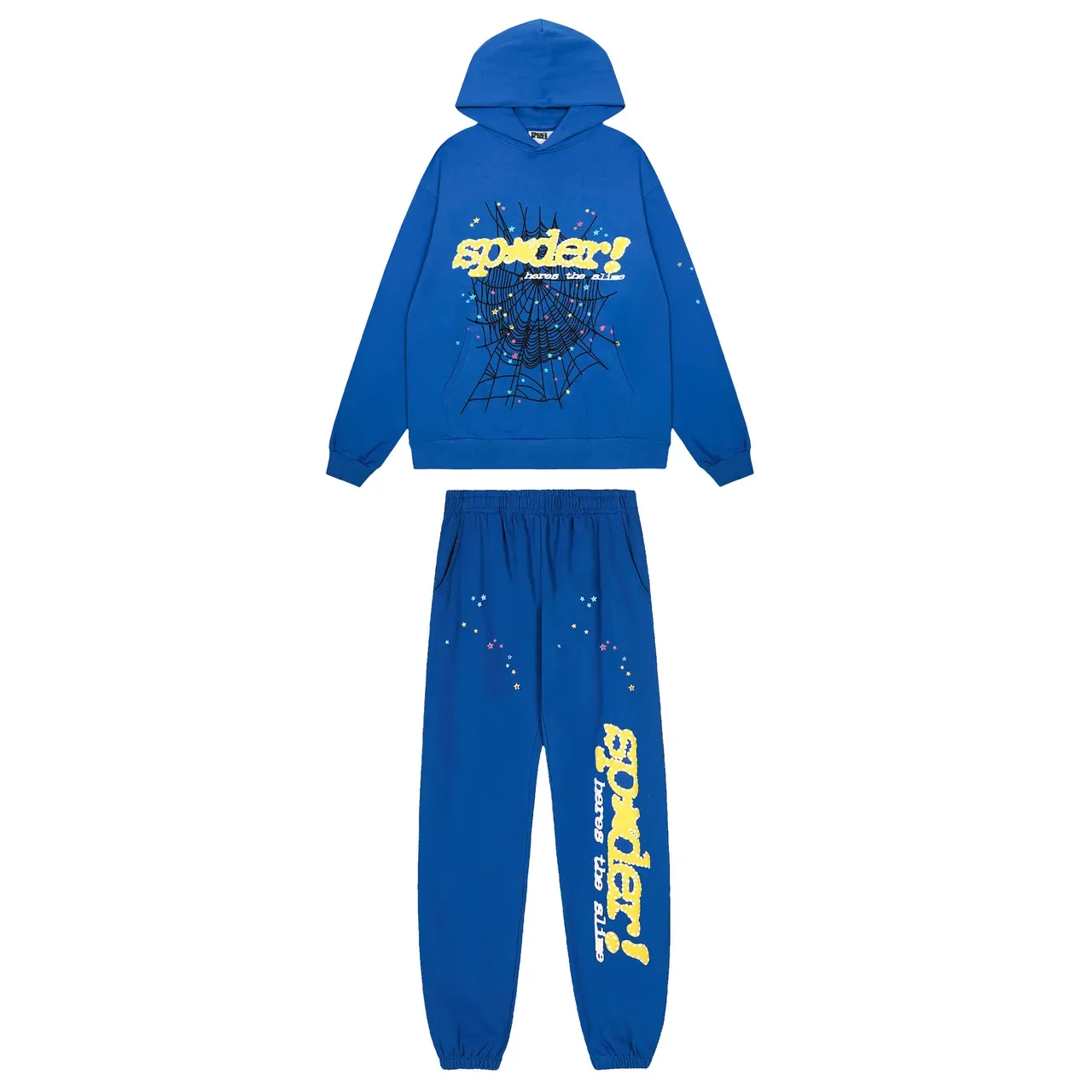 Sp5der Spider Tracksuit Slime Blue Multicolor Oversized Fit Impressão Gráfica 2