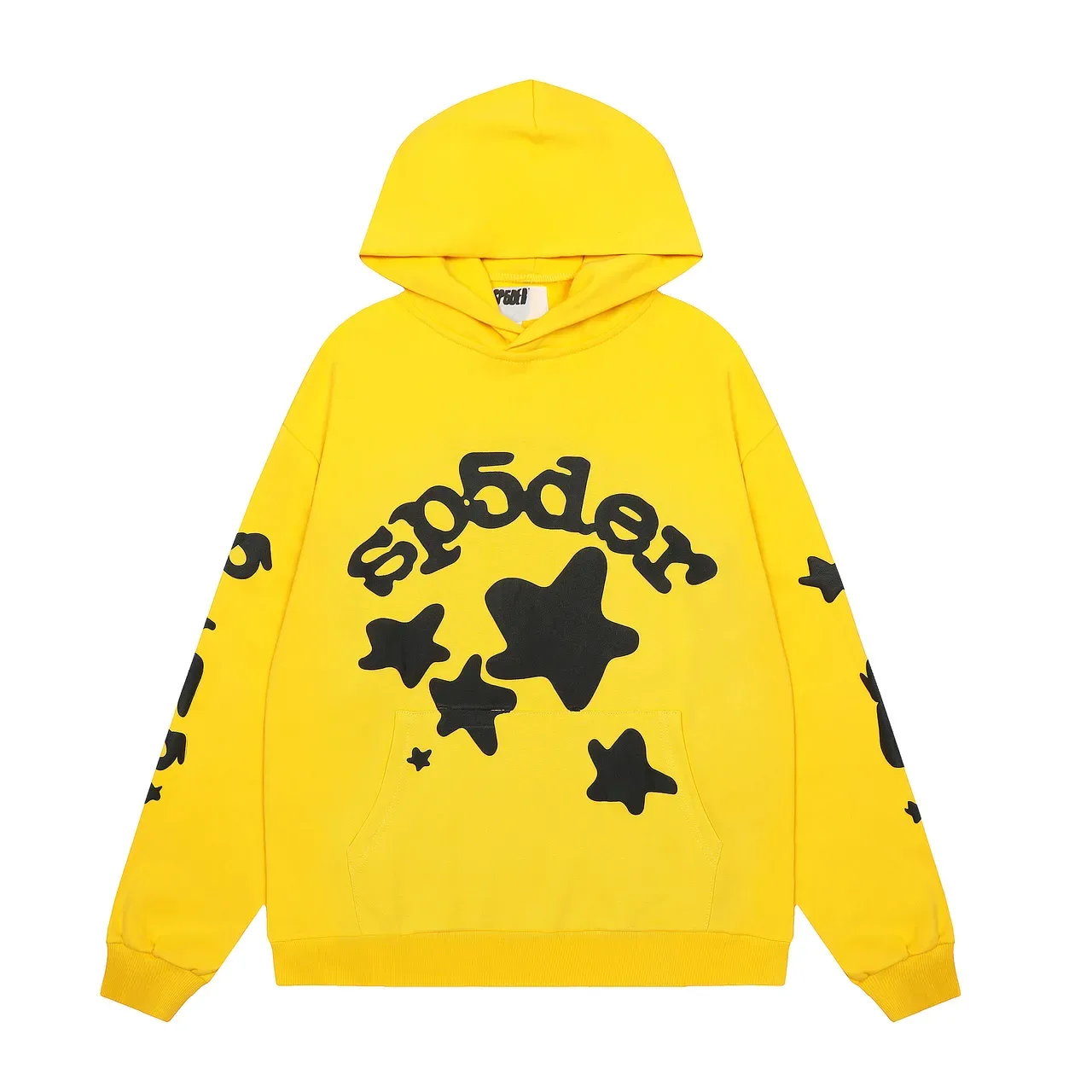 Sp5der أصفر أسود Oversized هودي طباعة جرافيكية جوجرز تراكسوت 2