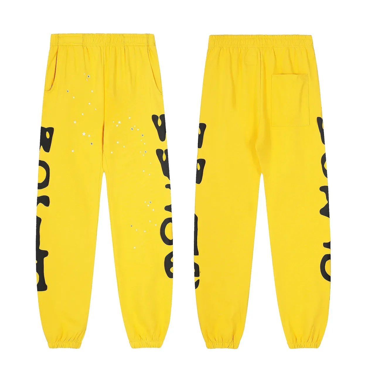 Sp5der أصفر أسود Oversized هودي طباعة جرافيكية جوجرز تراكسوت 7
