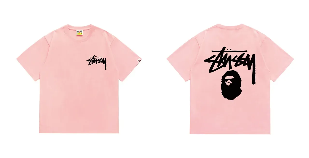 Stussy x A Bathing Ape Stock Logo Red T-Shirt 7