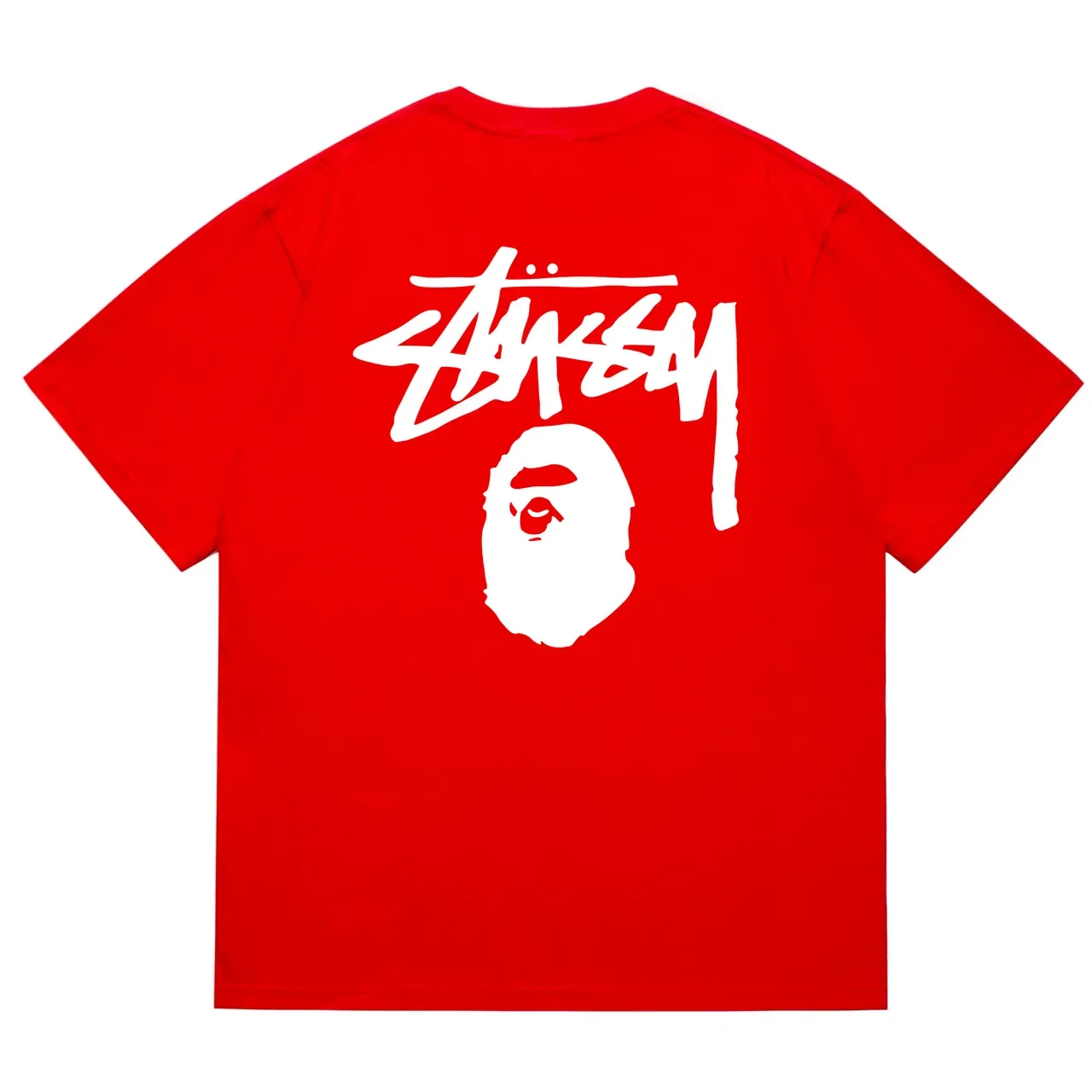 Stussy x A Bathing Ape Stock Logo Red T-Shirt 12