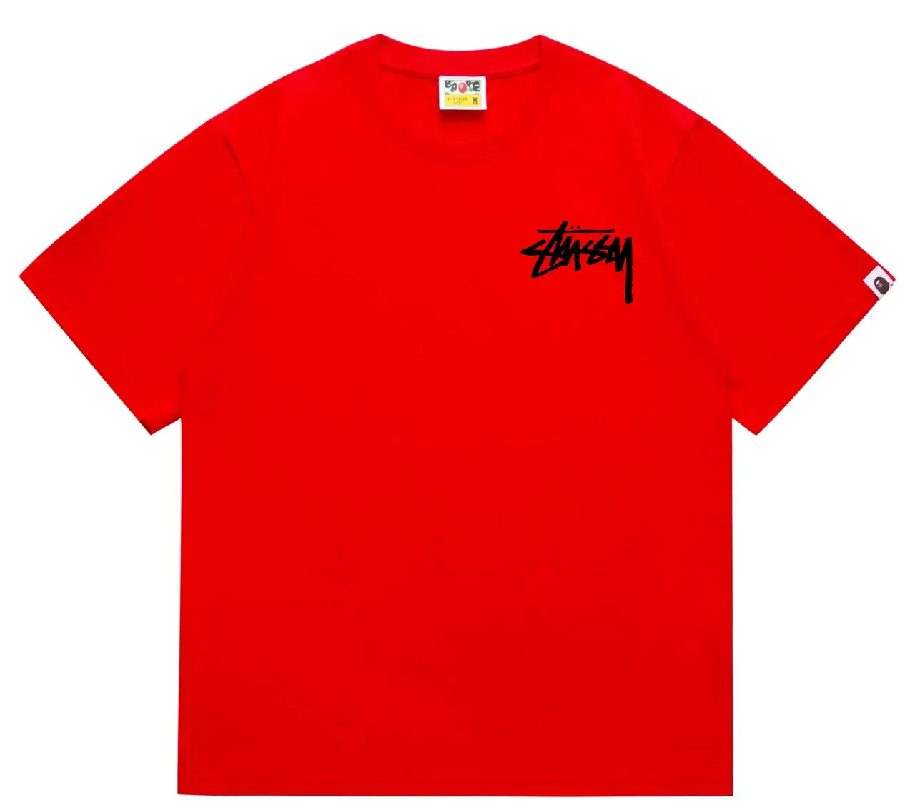 Stussy x A Bathing Ape Stock Logo Red T-Shirt 22