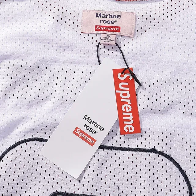 Supreme Rose Collaboration White Red V-Neck Mesh Construction Jersey 7