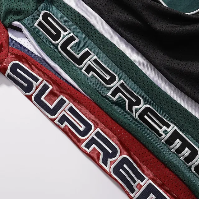 Supreme Rose Collaboration White Red V-Neck Mesh Construction Jersey 11