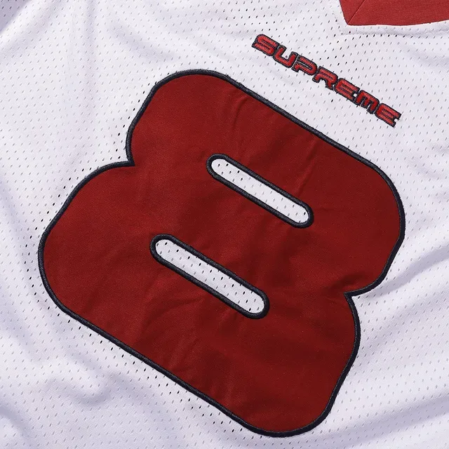 Supreme Rose Collaboration White Red V-Neck Mesh Construction Jersey 18
