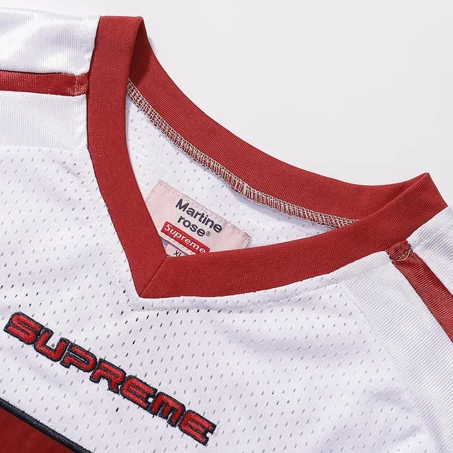 Supreme Rose Collaboration White Red V-Neck Mesh Construction Jersey 19
