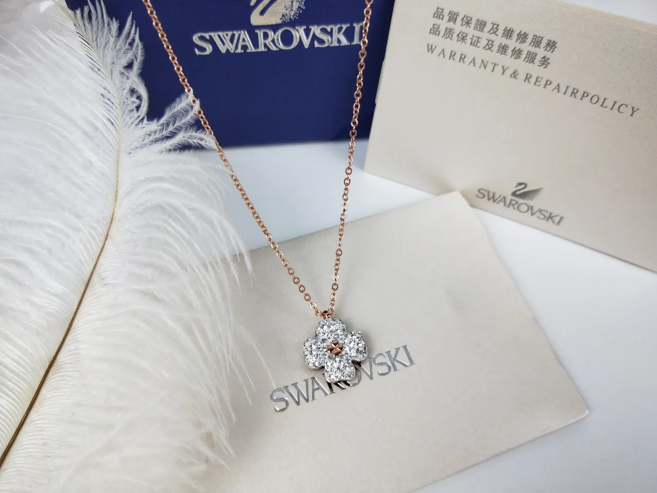 Swarovski Flower Crystal Rose-Gold-Tone Necklace 2