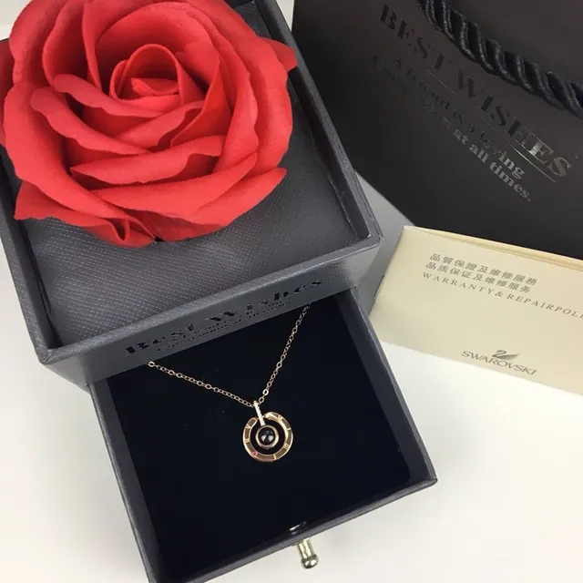 Swarovski Gold Black Chain Concentric Circular Pendant Necklace 4