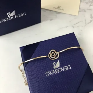 Swarovski Rose Motif Gold-Tone Crystal Pavé Bracelet