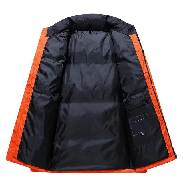The North Face Orange Noir Boxy Fit Matelassage Horizontal Veste en Duvet 5