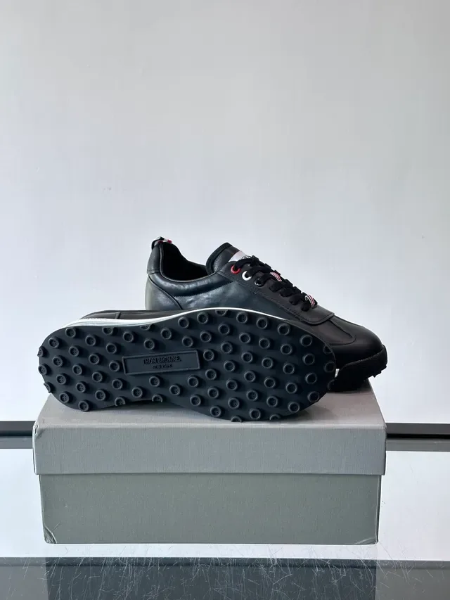 Thom Browne Black White Leather Upper Transparent Air-Cushioned Sole Sneakers 2