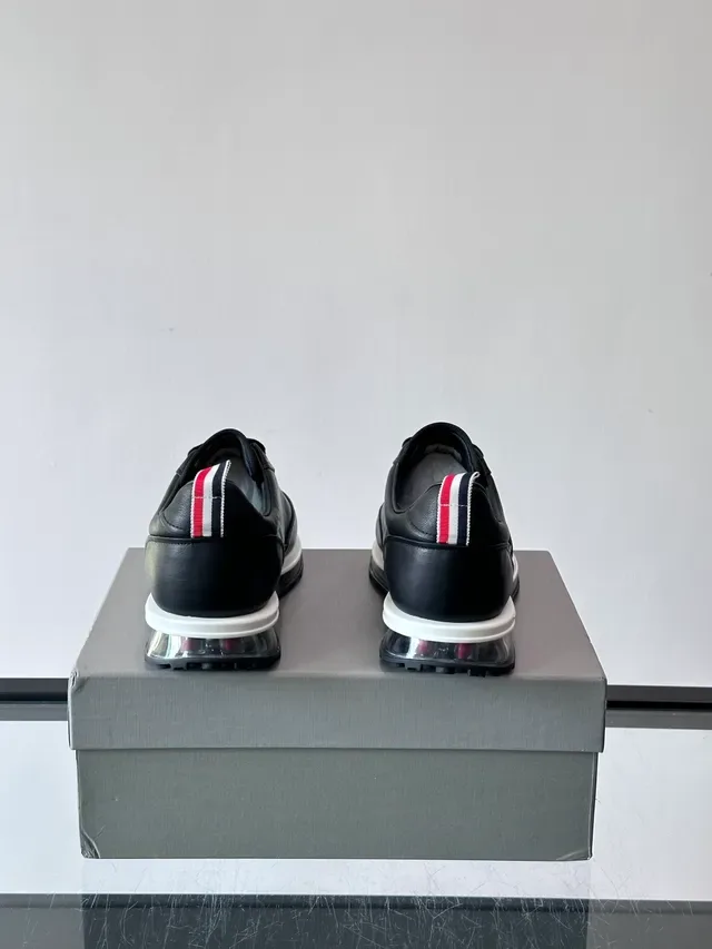 Thom Browne Black White Leather Upper Transparent Air-Cushioned Sole Sneakers 3