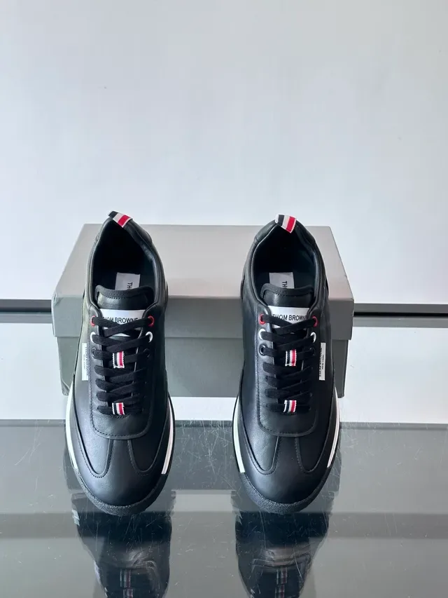 Thom Browne Black White Leather Upper Transparent Air-Cushioned Sole Sneakers 4