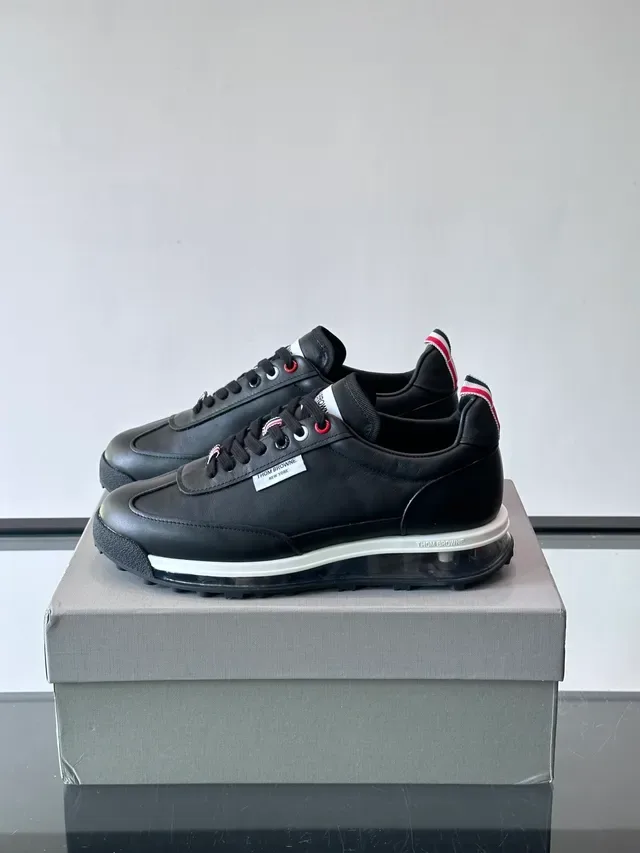 Thom Browne Black White Leather Upper Transparent Air-Cushioned Sole Sneakers 5