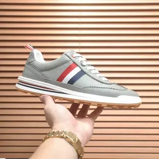 Thom Browne Classic Stripe Gray Leather Lifestyle Sneakers