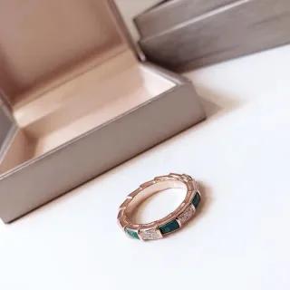 Tiffany & Co. Green Gold Geometric Segmented Band Alternating Malachite And Diamond Inlay Ring