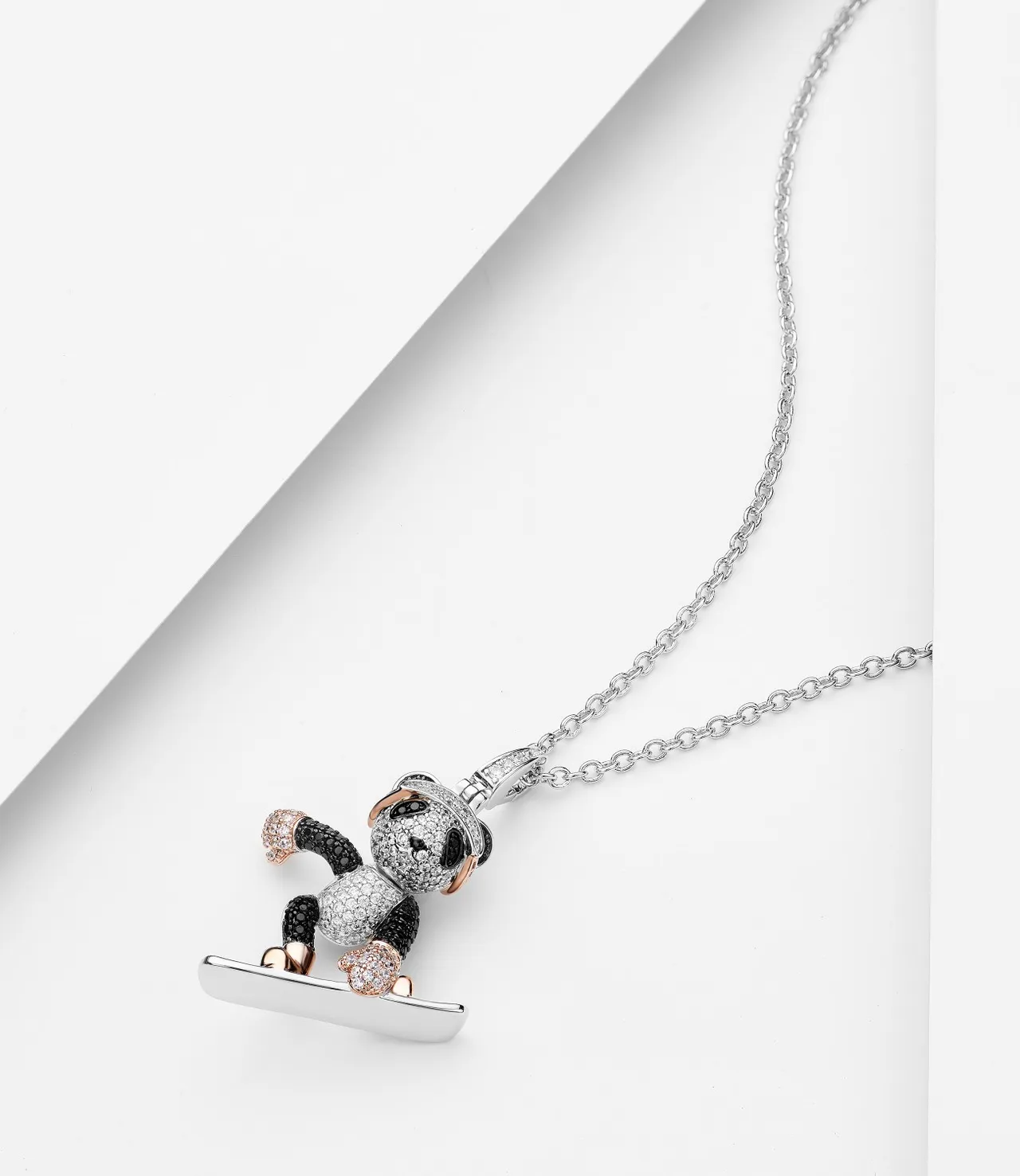 Tiffany & Co. Panda Snowboarder Pavé Diamant et Gemme Noire Collier 2