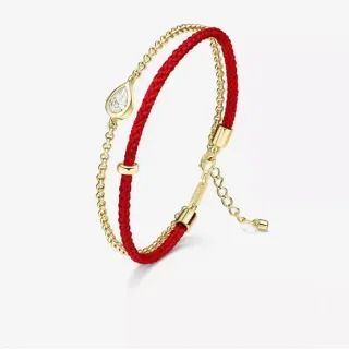 Tiffany & Co. Return to Tiffany Bracelet double cordon rouge et chaîne en or