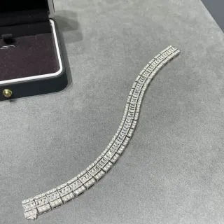 Tiffany & Co. T Collection Argent Blanc Multi-Rangs Taille Baguette Bracelet