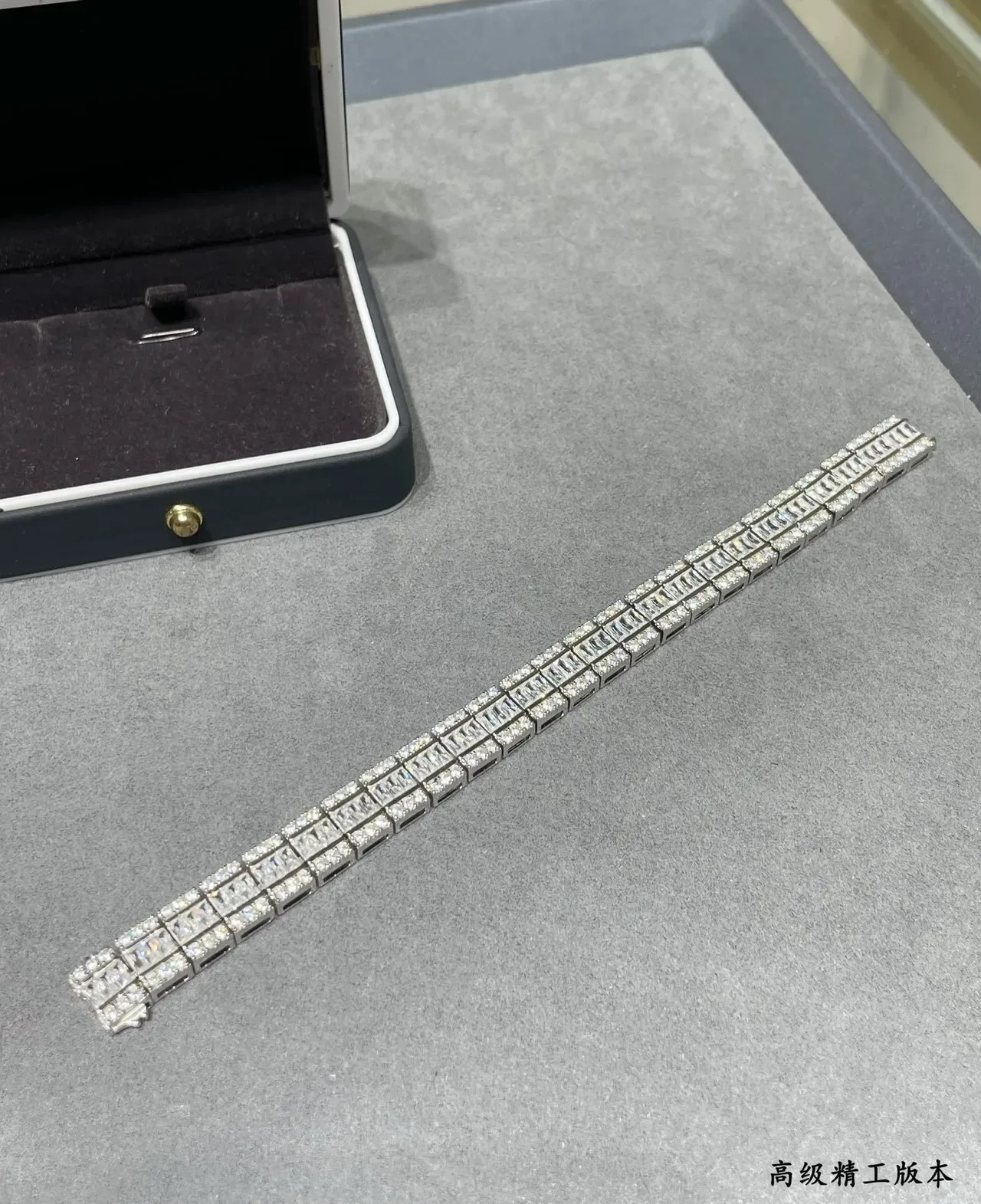 Tiffany & Co. T Collection Silver White Multi-Row Baguette-Cut Bracelet 6