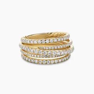 Tiffany & Co. T Collection Bagues empilables en corde torsadée et diamants pavé