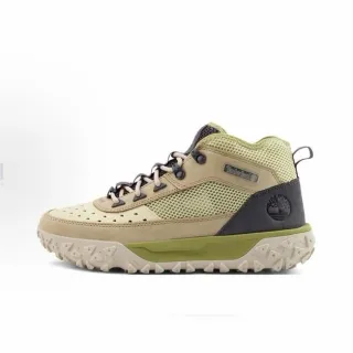 Timberland Beige Green Mid-Cut Mesh-and-Leather Hybrid Hiking Boots