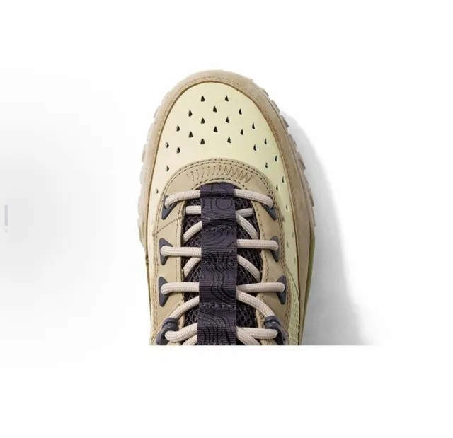 Timberland Botas de trekking bege e verde de meio corte híbridas de malha e couro 5