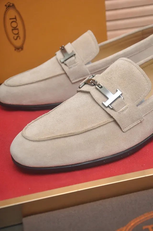 Tod's Beige Suede T-Bar Buckle Loafers 2