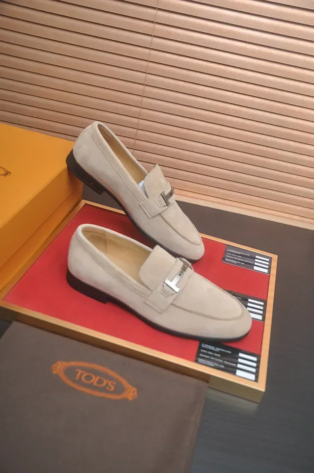 Tod's Beige Suede T-Bar Buckle Loafers 4