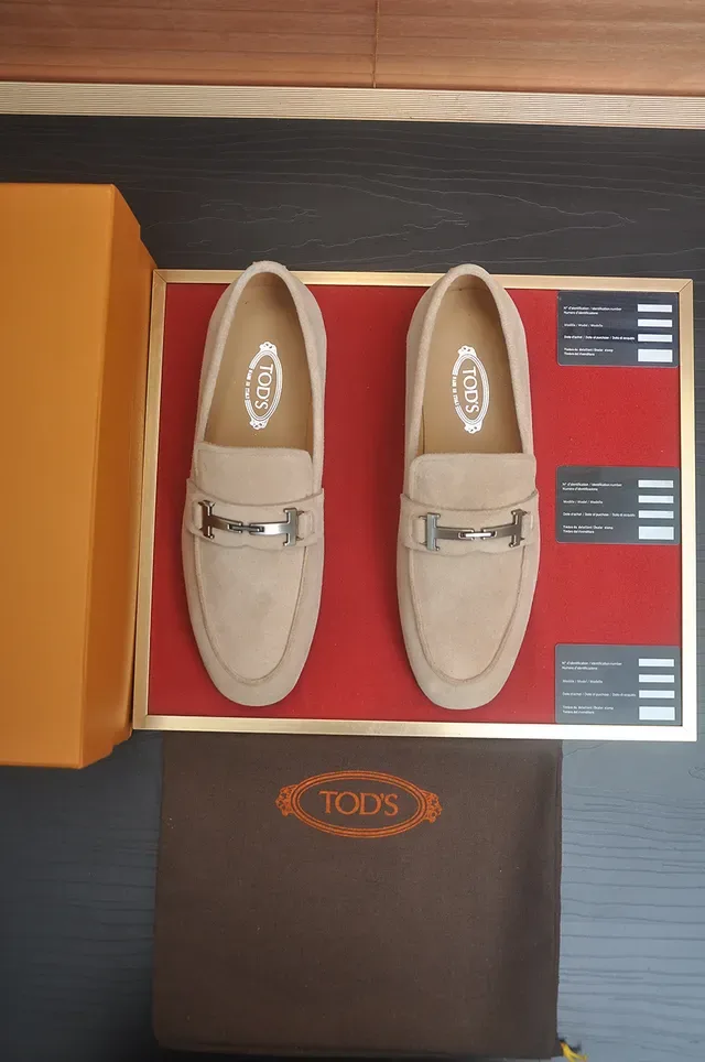 Tod's Beige Suede T-Bar Buckle Loafers 5