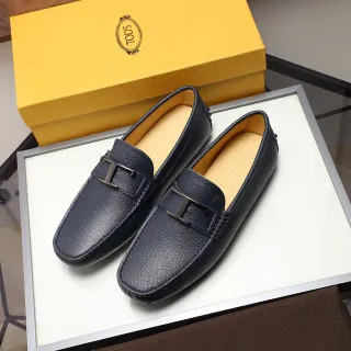 Tod's Double T Loafer Mocasines Azul Marino Cuero Granulado