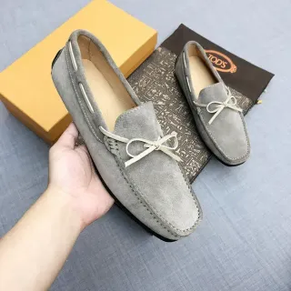 Tod's Gray Suede Bow Loafers