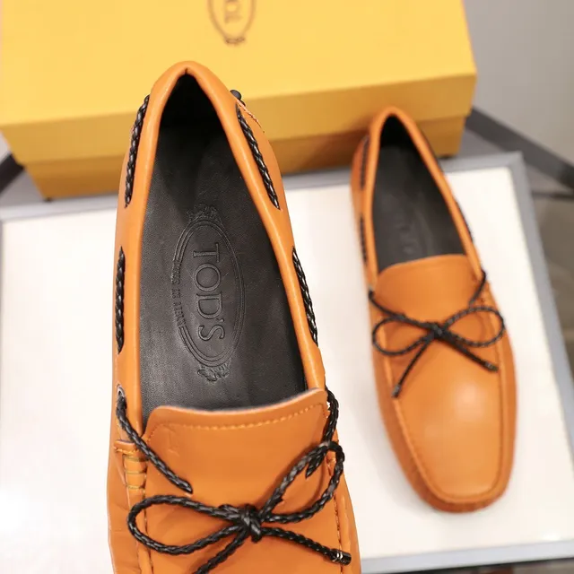 Tod's Orange Noir Beige Cuir Tressé Corde Noeud Mocassin 3