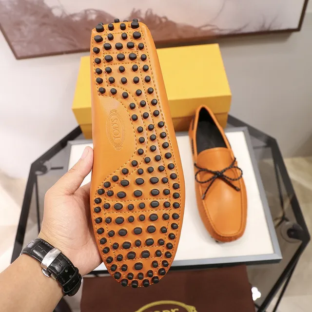 Tod's Orange Noir Beige Cuir Tressé Corde Noeud Mocassin 4