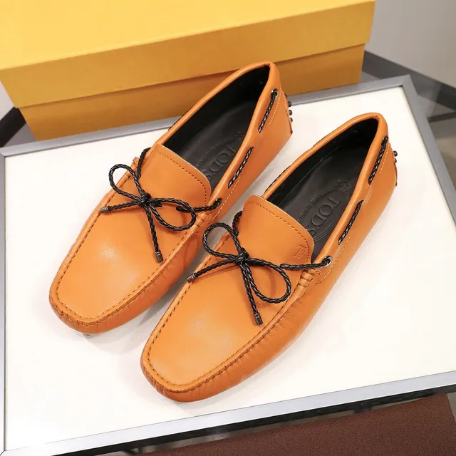 Tod's Orange Noir Beige Cuir Tressé Corde Noeud Mocassin 8
