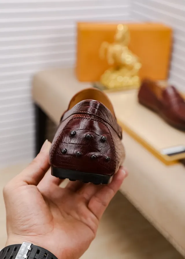 Tod's Penny Loafer Marron Beige Embossé Crocodile Sangle en cuir Mocassin 3