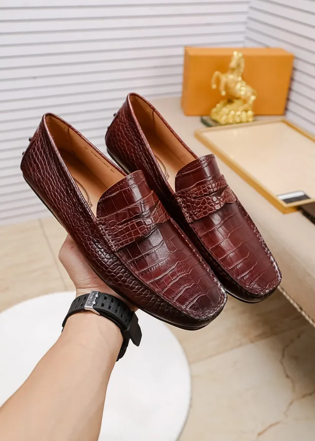 Tod's Penny Loafer Marron Beige Embossé Crocodile Sangle en cuir Mocassin 9