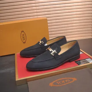 Tod's Double T mocasines de ante negro con hebilla dorada