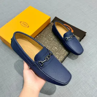 Tod's Horsebit Loafer Azul Marino Cuero con textura de guijarro loafers