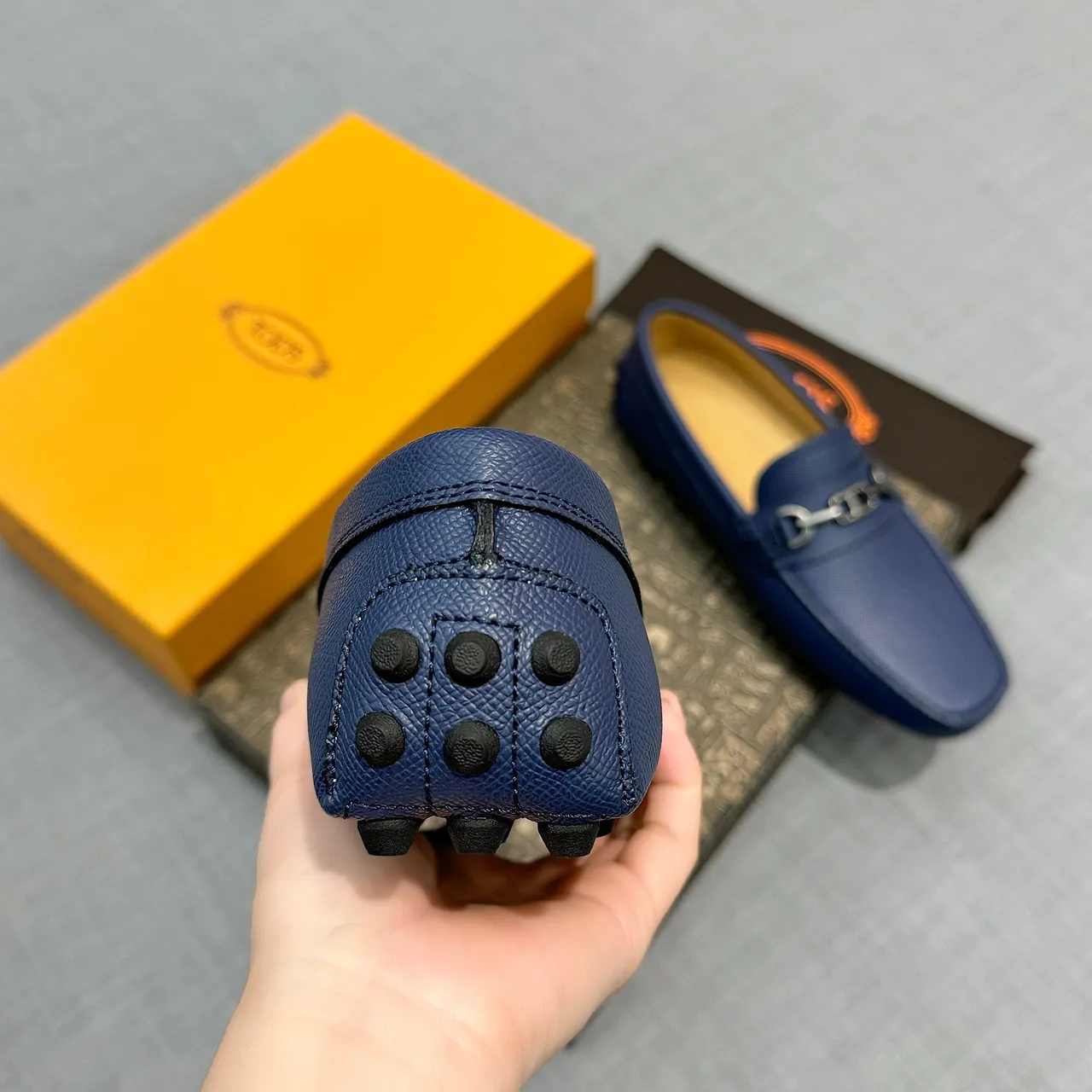 Tod's Horsebit Loafer Azul marinho Couro com textura de guijarro loafers 3