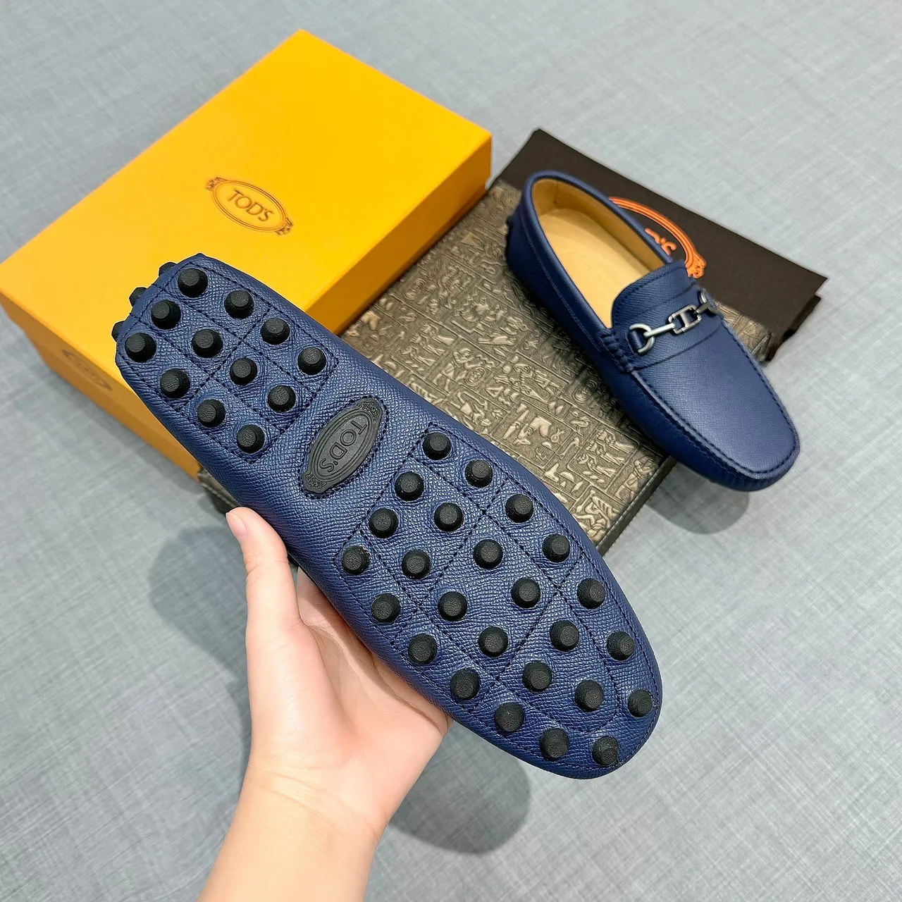 Tod's Horsebit Loafer Azul marinho Couro com textura de guijarro loafers 5