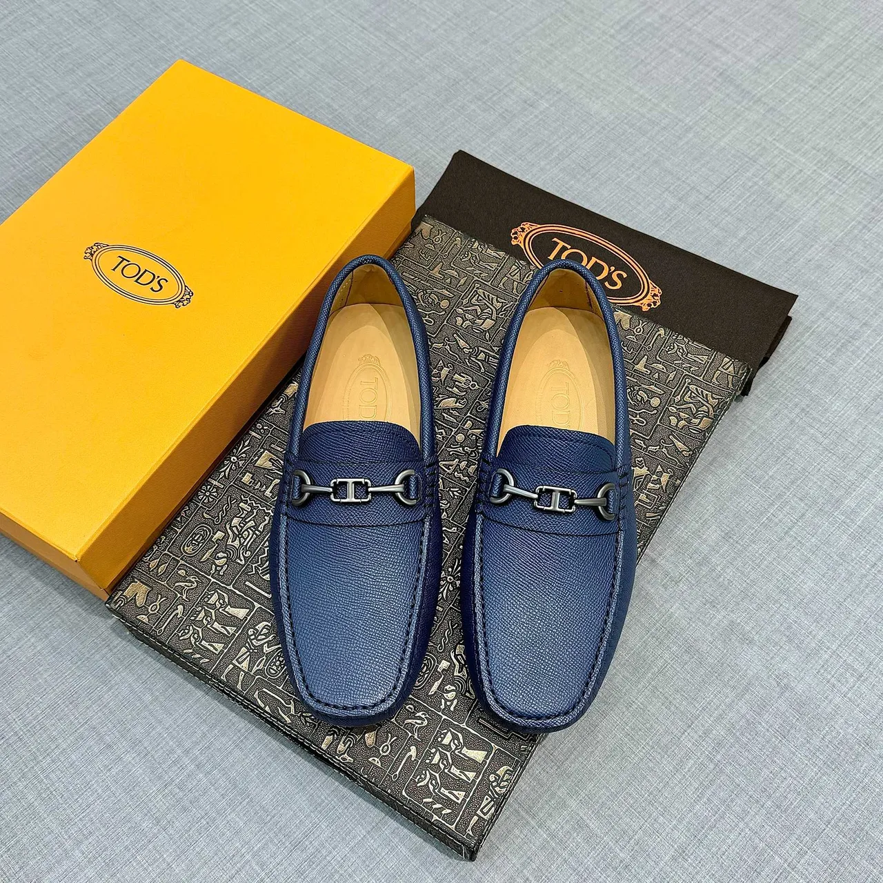 Tod's Horsebit Loafer Azul marinho Couro com textura de guijarro loafers 6