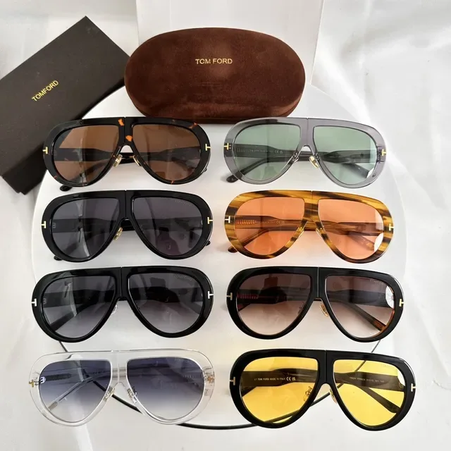 Tom Ford Aviator Shield Translucent Gray Green Lens Sunglasses 2