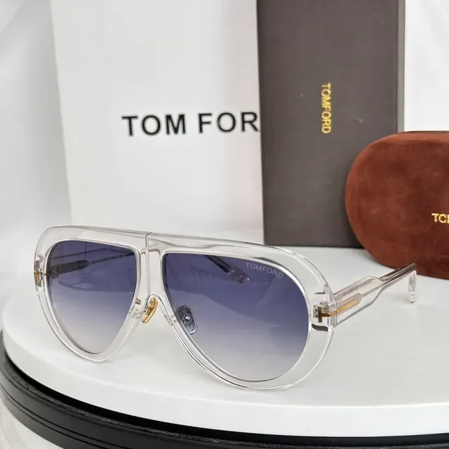 Tom Ford Aviator Shield Translucent Gray Green Lens Sunglasses 3