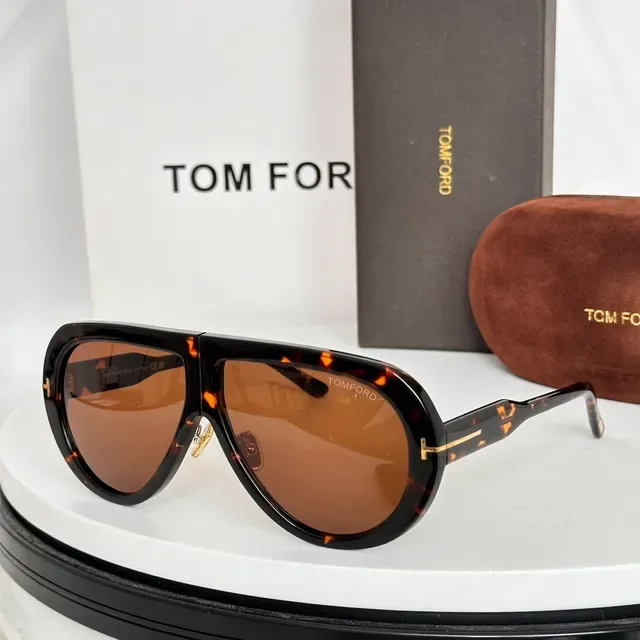 Tom Ford Aviator Shield Translucent Gray Green Lens Sunglasses 6