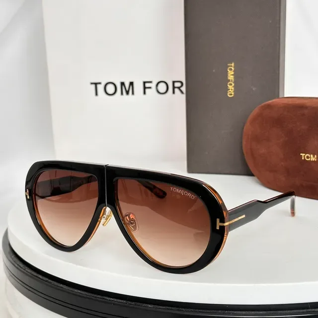 Tom Ford Aviator Shield Translucent Gray Green Lens Sunglasses 8