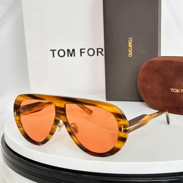 Tom Ford Aviator Shield Translucent Gray Green Lens Sunglasses 9