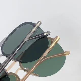 Tom Ford Black Gold Slim Rectangular Frame Integrated Top-Bar Metal Detail Sunglasses