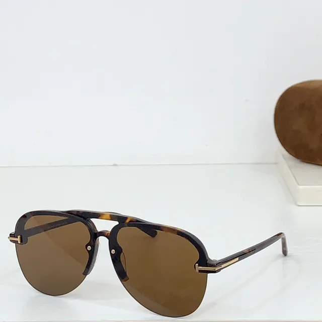 Tom Ford Or Noir Cadre Rectangulaire Fin Barre Supérieure Intégrée Détail Métal Lunettes de Soleil 6