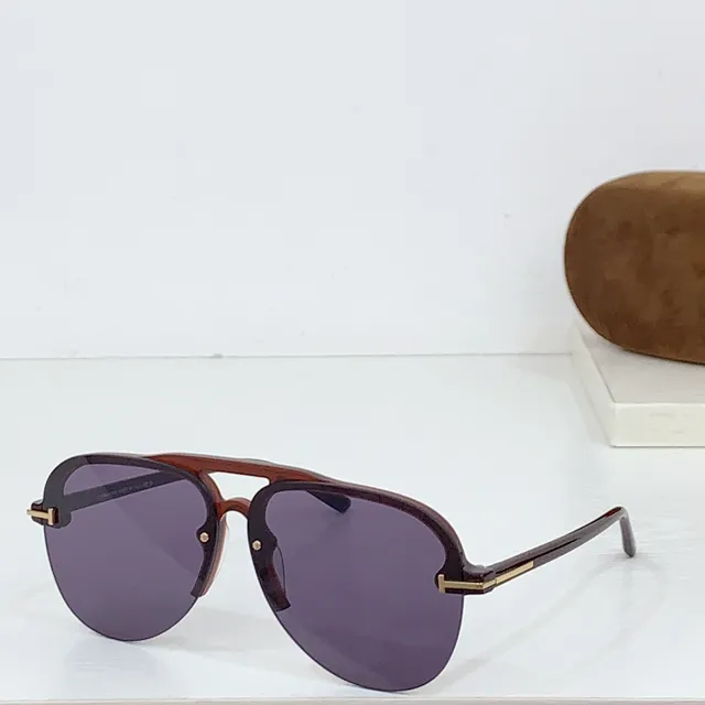 Tom Ford Or Noir Cadre Rectangulaire Fin Barre Supérieure Intégrée Détail Métal Lunettes de Soleil 7